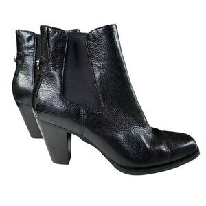 Aerosoles Lido Ankle Boots Women's Size 8 Black Leather Block Heel Comfort